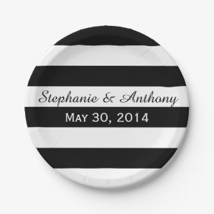 Schwarz-Weiß-Schnürung Pappteller