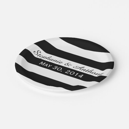 Schwarz-Weiß-Schnürung Pappteller (Schrägansicht)