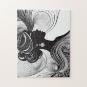 Schwarz-Weiß Schöne Elegante Silhouette Puzzle (Vertikal)