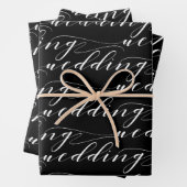 Schwarz-Weiß Schöne Kalligraphie Hochzeit Geschenkpapier Set (Beispiel)