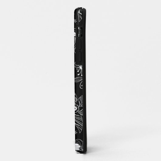 Schwarz-Weiß-schöne Retro-Blume Case-Mate iPhone Hülle (Hinten/Links)