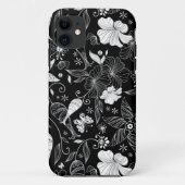 Schwarz-Weiß-schöne Retro-Blume Case-Mate iPhone Hülle (Rückseite)