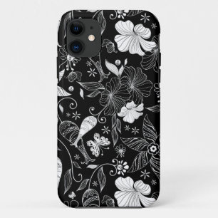 Schwarz-Weiß-schöne Retro-Blume Case-Mate iPhone Hülle