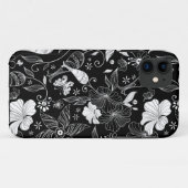 Schwarz-Weiß-schöne Retro-Blume Case-Mate iPhone Hülle (Rückseite (Horizontal))