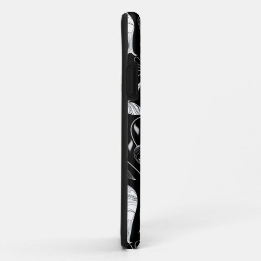 Schwarz-Weiß-schöne Retro-Blume Case-Mate iPhone Hülle (Hinten/Rechts)