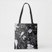 Schwarz-Weiß-schöne Retro-Blume Tasche (Vorderseite)