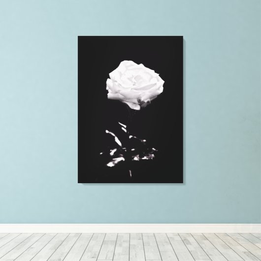 Schwarz-Weiß Schöne Rose Nah-up Leinwanddruck (Insitu (Holzboden))