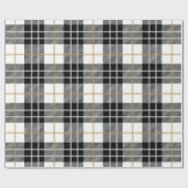 Schwarz-Weiß-Schottischer Tartan Geschenkpapier (Flach)