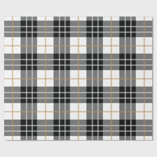 Schwarz-Weiß-Schottischer Tartan Geschenkpapier (Flach)