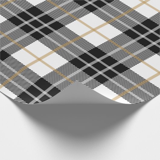 Schwarz-Weiß-Schottischer Tartan Geschenkpapier (Ecke)