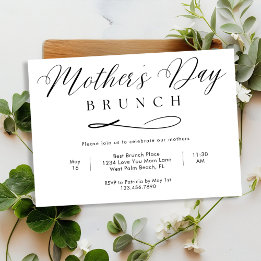 Schwarz-Weiß-Schreib-Muttertag-Brunch Einladung