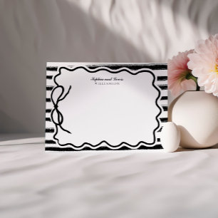 Schwarz-Weiß-Schreiber Bow Couple Stationery Mitteilungskarte