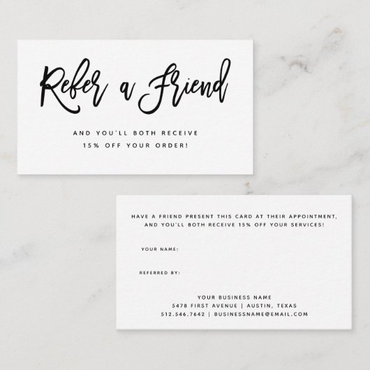 Schwarz-Weiß-Schrift Empfehlungskarte (Vorne/Hinten)