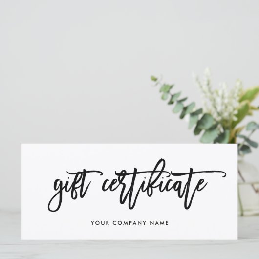 Schwarz-Weiß-Schrift | Geschenkgutschein (Stehend Vorderseite)