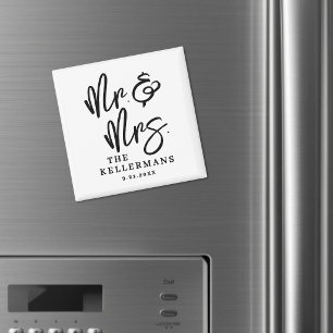 Schwarz Weiß Schrift Hochzeitsgunstbezeugung Magnet