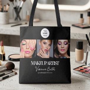 Schwarz Weiß Schrift Logo Foto Makeup Studio Tasche