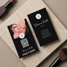 Schwarz Weiß Schrift Logo QR Code Foto Make-up