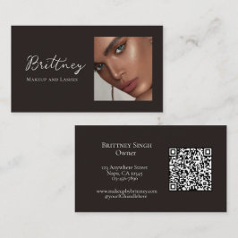 Schwarz Weiß Schrift QR Code Foto Make-up Geschäft Visitenkarte