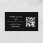 Schwarz Weiß Schrift QR Code Make-up Visitenkarte (Rückseite)