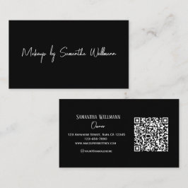 Schwarz Weiß Schrift QR Code Make-up Visitenkarte