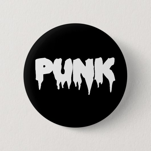 Schwarz-Weiß-Schriftart "Punk"-Tropfen Button (Vorderseite)