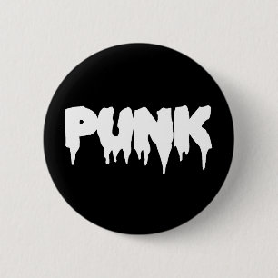 Schwarz-Weiß-Schriftart "Punk"-Tropfen Button