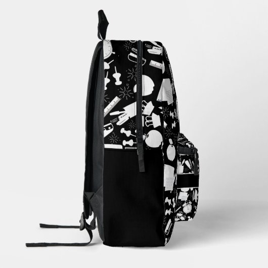 Schwarz-Weiß-Schulmaterial Bedruckter Rucksack (Links)