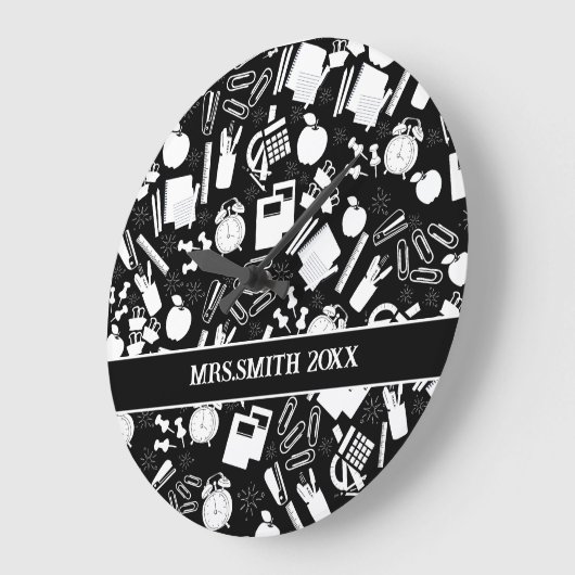 Schwarz-Weiß-Schulmaterial Große Wanduhr (Winkel)