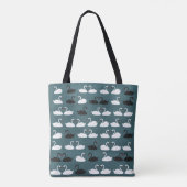 Schwarz-Weiß-Schwäne Allover-Tasche Tasche (Rückseite)