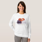 Schwarz-Weiß-Schwäne Frauen lange Schläfchen T-Shirt (Vorne ganz)