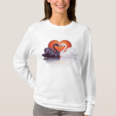Schwarz-Weiß-Schwäne Frauen lange Schläfchen T-Shirt (Vorderseite)