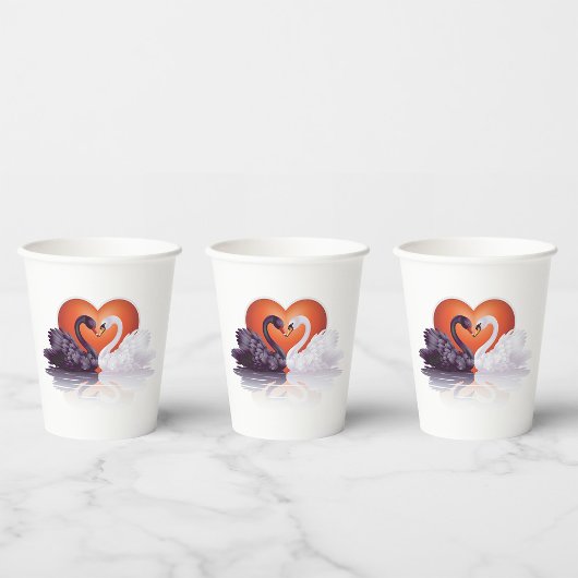 Schwarz-Weiß-Schwäne Pappbecher