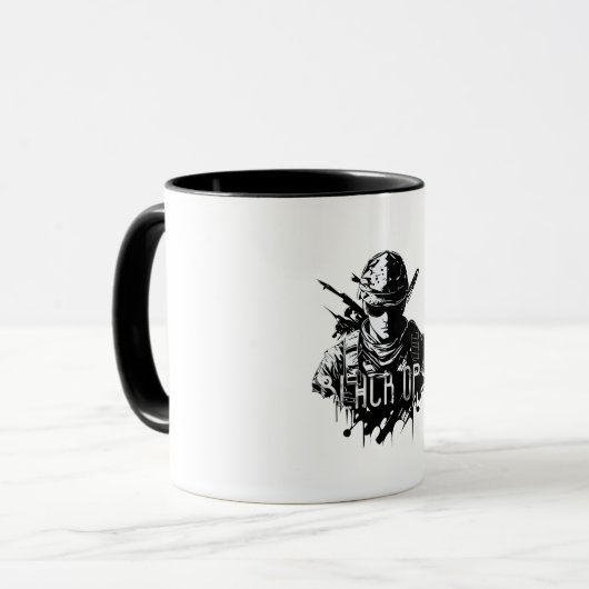 Schwarz-Weiß-Schwarz-Ops-Tasse Tasse (Vorderseite Links)