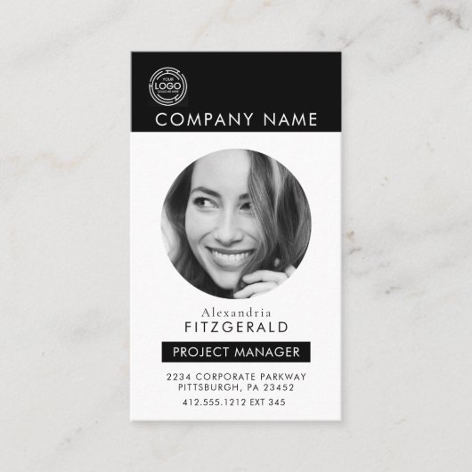 Schwarz-Weiß | Schwarz-weißer QR-Code für modernes Visitenkarte (Vorderseite)