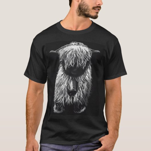 Schwarz-Weiß-Schweizer Wallis - Schaffenseefluff T-Shirt (Vorderseite)