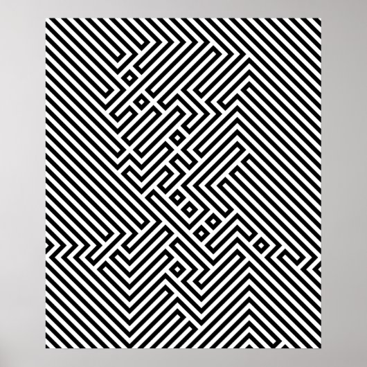 Schwarz-Weiß-Schwindel Optische Illusion Hypnotik Poster (Vorne)