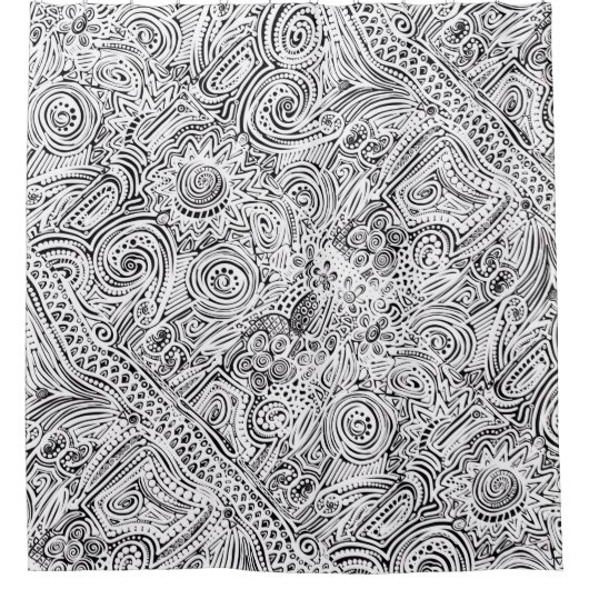 Schwarz-Weiß-Scratch-Art-Duschvorhang Duschvorhang (Vorderseite)