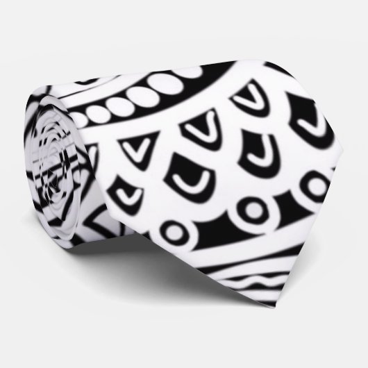 Schwarz-Weiß-Scratch und Dot-Art Krawatte (Gerollt)
