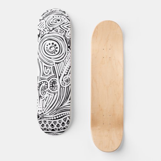 Schwarz-Weiß-Scratch und Dot-Art Skateboard (Vorderseite)