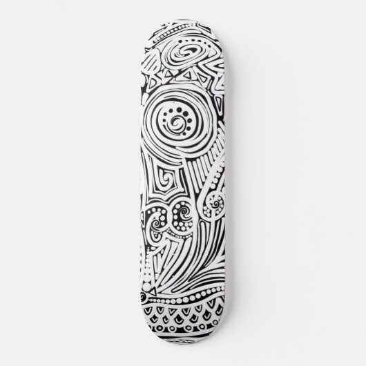 Schwarz-Weiß-Scratch und Dot-Art Skateboard (Vorderseite)