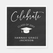 Schwarz-Weiß-Script-Abschluss Herzlichen Glückwuns Serviette (Vorderseite)