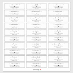Schwarz-Weiß-Script-Adresse für Hochzeitsgäste Aufkleber