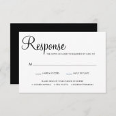 Schwarz-Weiß-Script-Auswahl Hochzeit RSVP Karte (Vorne/Hinten)