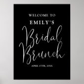 Schwarz-Weiß-Script-Bridal-Brunch Begrüßungszeiche Poster (Vorne)