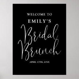 Schwarz-Weiß-Script-Bridal-Brunch Begrüßungszeiche Poster