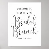 Schwarz-Weiß-Script-Bridal-Brunch Begrüßungszeiche Poster (Vorne)