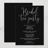 Schwarz-Weiß-Script-Bridal-Tee-Party-Dusche Einladung (Vorne/Hinten)