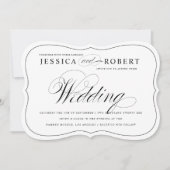 Schwarz-Weiß-Script-Einladung zum Hochzeitsfeiern Einladung (Vorderseite)