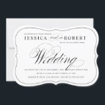 Schwarz-Weiß-Script-Einladung zum Hochzeitsfeiern Einladung<br><div class="desc">Klassische, dezente Schwarz-Weiß-Hochzeitseinladung mit einer modernen Touch, die das elegante Schriftbild des Wortes "Hochzeit" enthält. Die Schnittform und Rahmen sind optional. Die meisten der Einladungen, die ich entwerfen, werden für jede Jahreszeit: Winter, Frühling, Sommer, Herbst oder Herbst Hochzeiten. Sie sind auch als Vintag, antike, elegante, formale, schwarz-weiß oder traditionell klassifiziert....</div>
