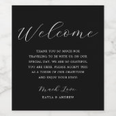 Schwarz-Weiß-Script Elegant Moderne Hochzeit Weinetikett (Einzelnes Label)